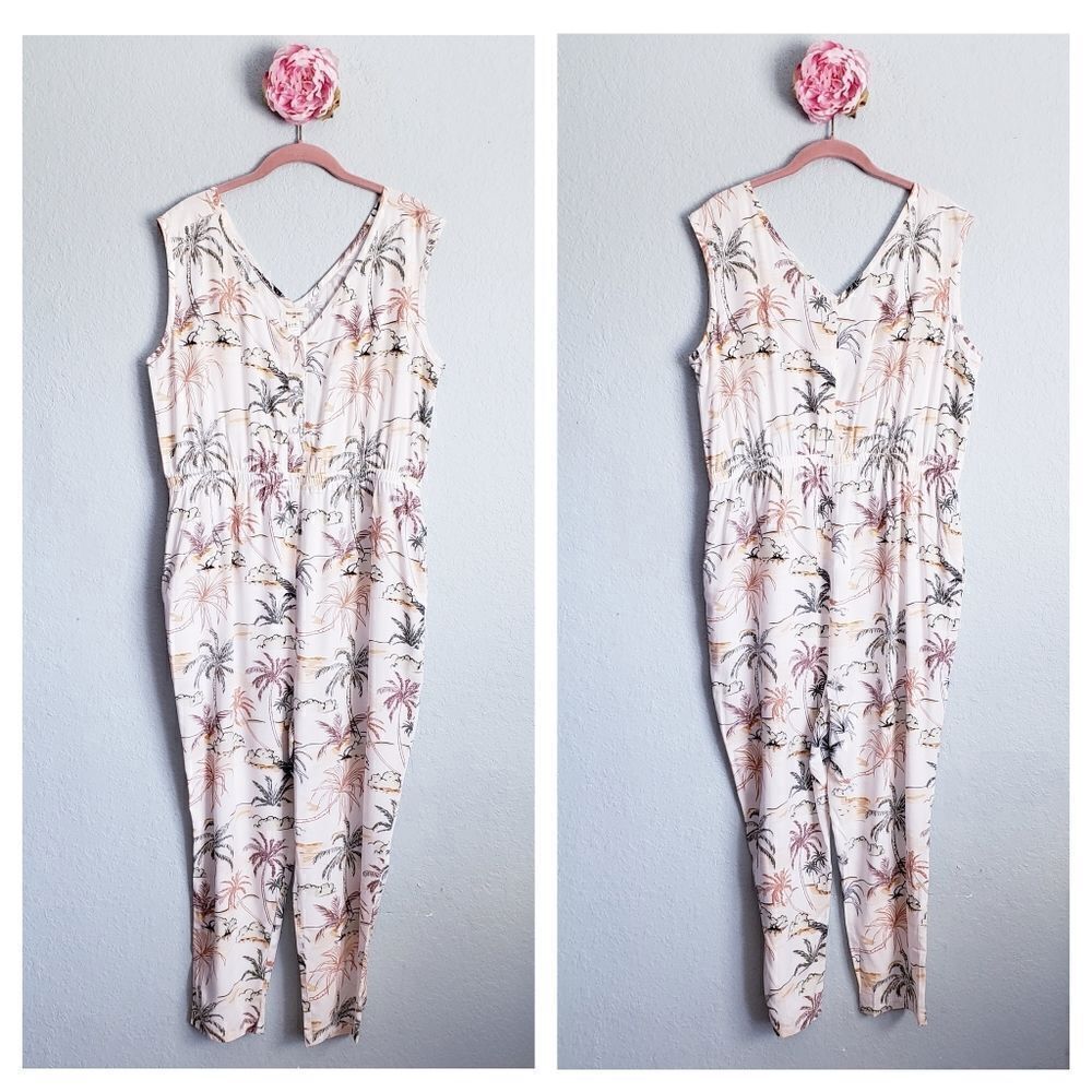World Market Palm Beach Sleeveless V-neck Jumpsuit